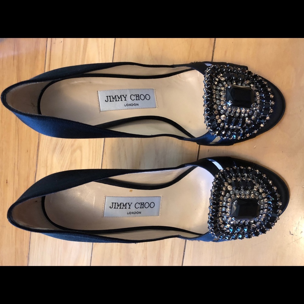 Jimmy Choo Embellished Satin Pumps